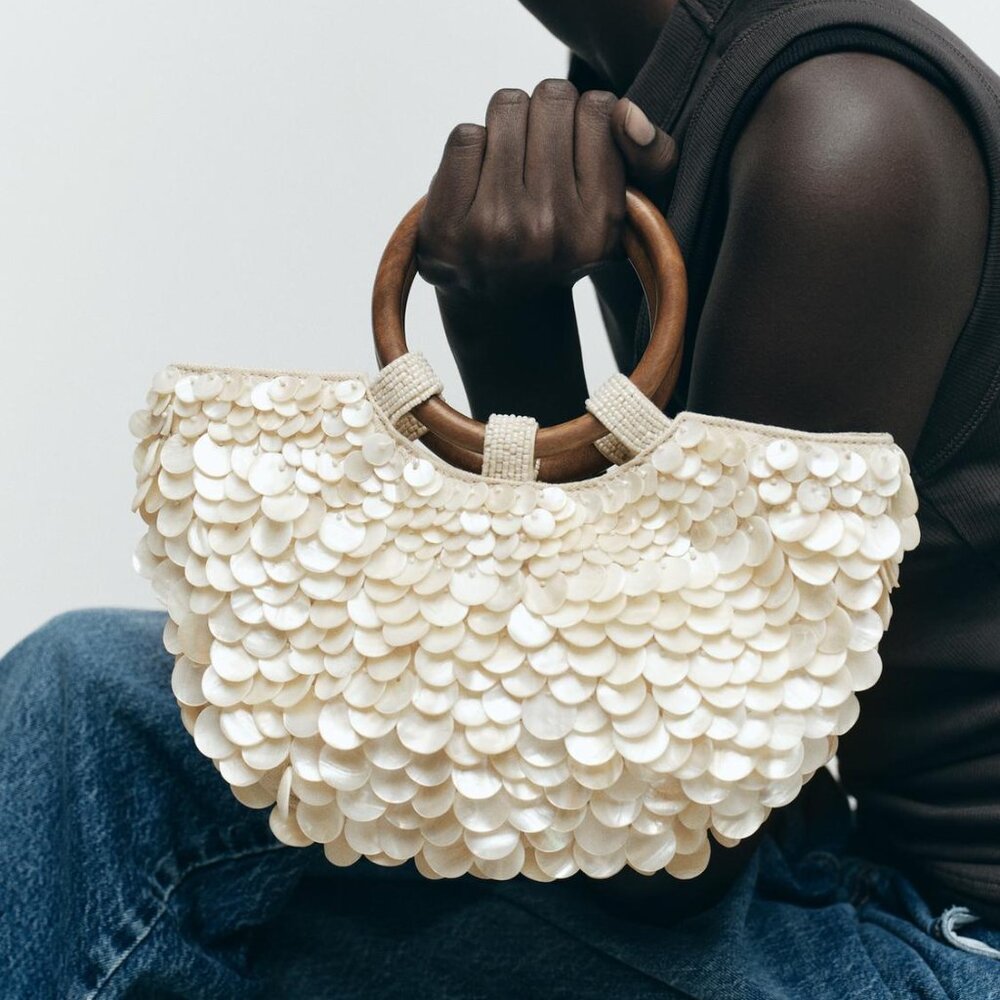 Zara FAUX MOTHER-OF-PEARL APPLIQUÉ BAG
